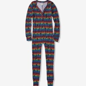 Victorias Secret Pink thermal waffle print rainbow onesie